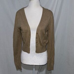 Old Navy Tan cropped Cardigan Sweater size medium